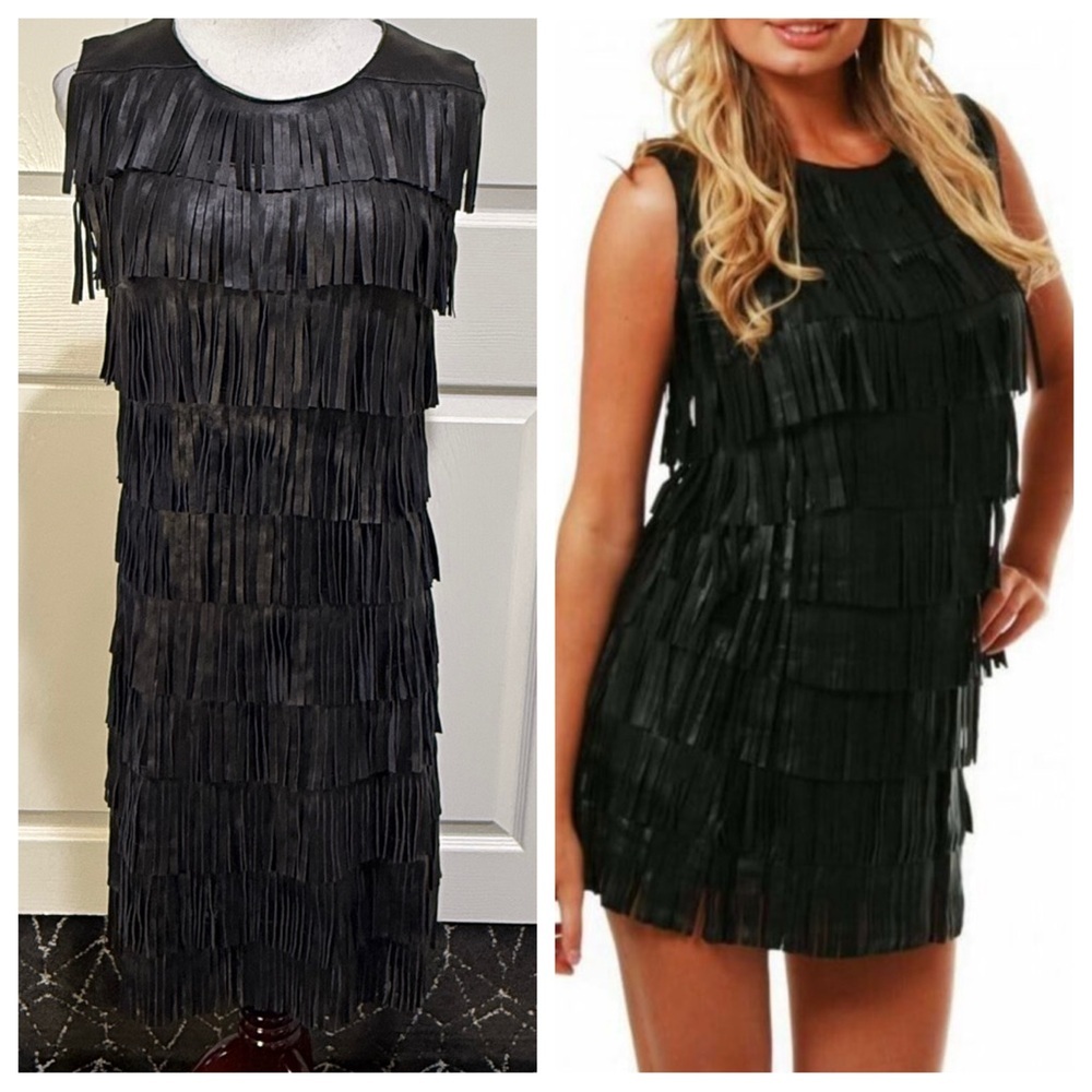 Leather! Pellessimo Leather Fringed dress